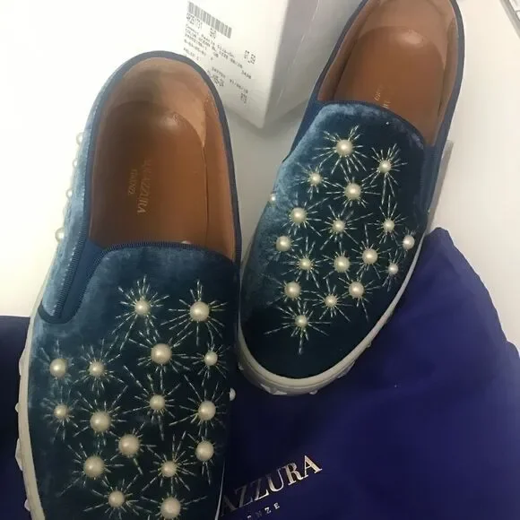 Aquazurra Cosmic Pearls Blue Slip On Sneaker US 6 - Picture 4 of 7